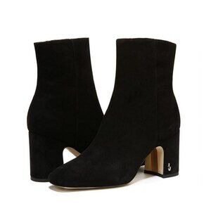 NWT SAM EDELMAN Womens Black Fawn Square Toe Block Heel Booties